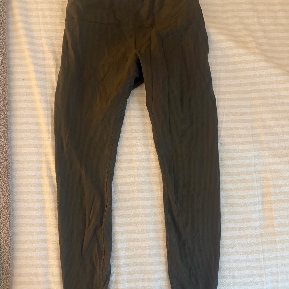 Lululemon Athletica Army Green Ribbed Leggings